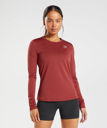 Dámské Long Sleeve Gymshark Tréninková Červené | CZ 3521BEX